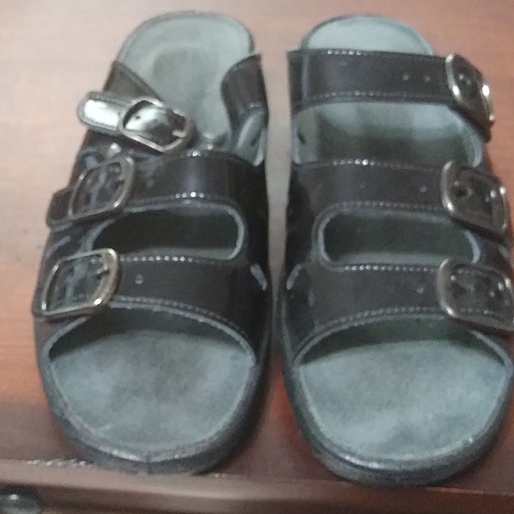 Women's Black Patent Leather Sandals